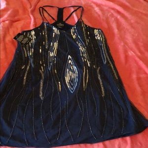 Navy blue with silver sequin detail dress
